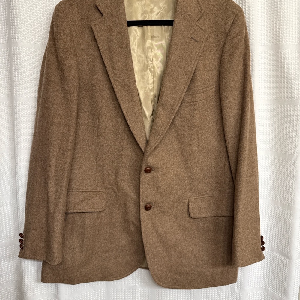 Vintage Chaps by Ralph Lauren Camel Hair Blazer W/ leather buttons approx size L - Picture 17 of 17
